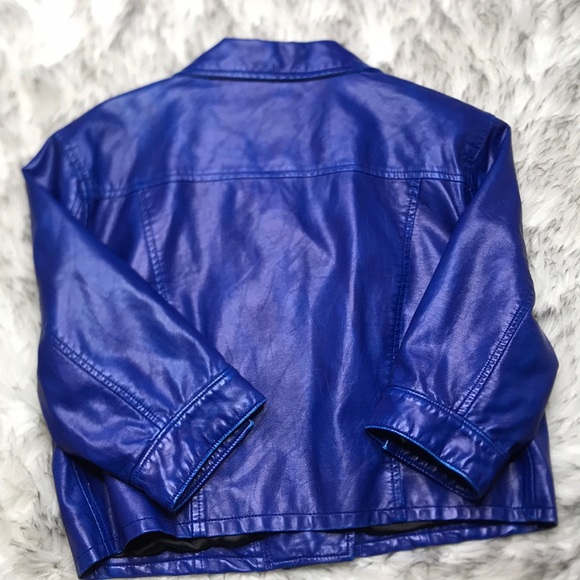 Blank NYC Blue Vegan Leather Crop Moto Jacket - Picture 5 of 5